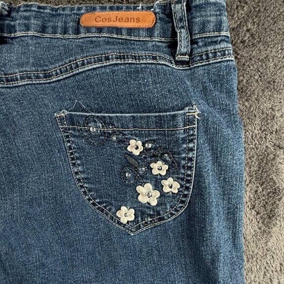 COS Jeans Denim Women Blue Size 16 Ramie Blend Floral Capri Crop ACTL 35x19.5 - Picture 15 of 15